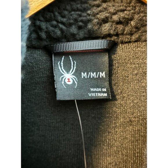 Spyder NWT  Mens Black Sherpa Fleece Full Zip Jacket Nylon Accents Sz Medium - Picture 7 of 9